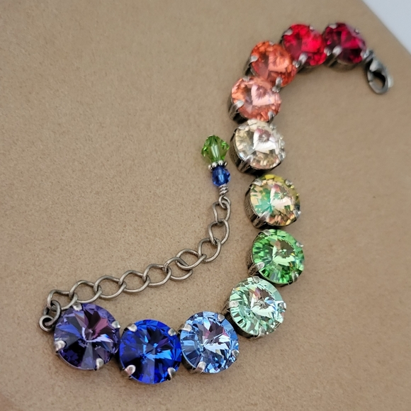 Austrian Crystal Tennis Bracelet in Antique Silver - Picture 3 of 8